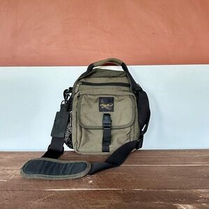 Vintage Eddie Bauer Green and Black Messenger/Camera Bag with Adjustable Strap